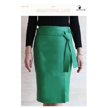 Advance sale of goose craft goose light luxury brand high quality sheepskin women's leather skirt le